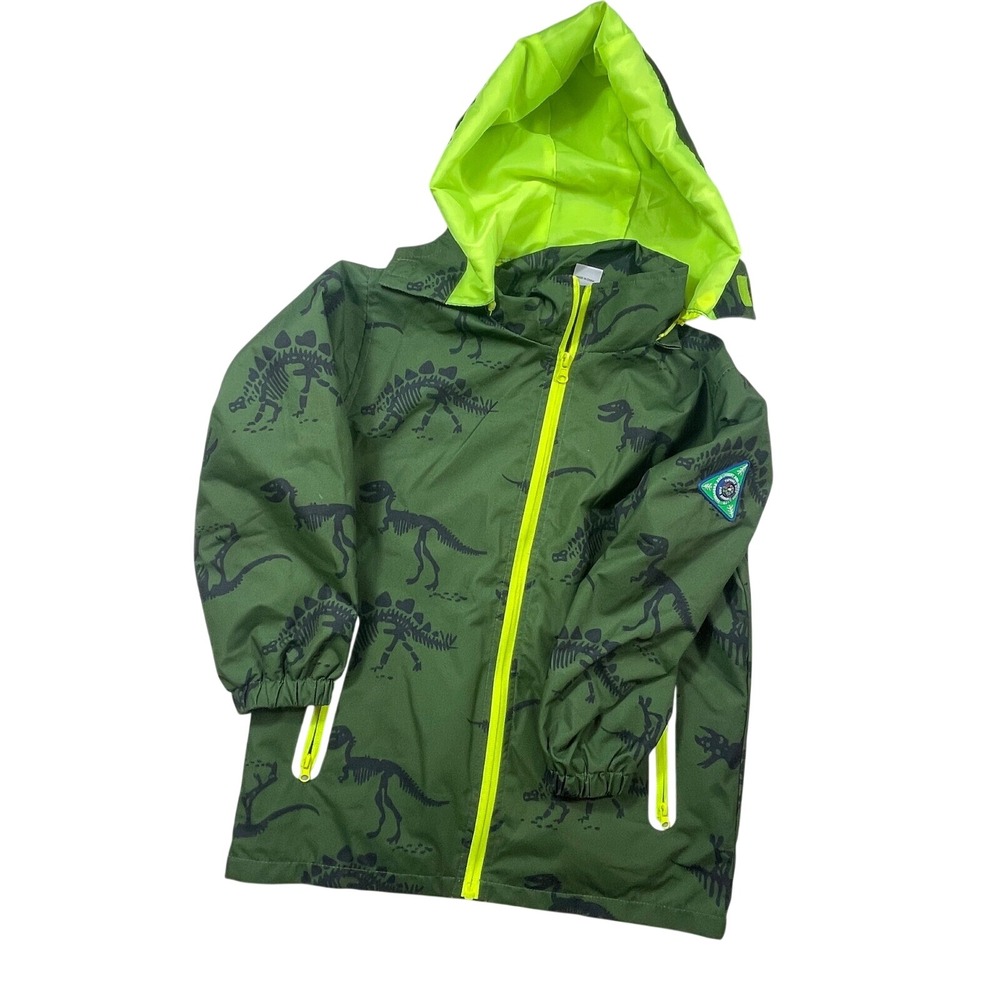 Top & Sky Kids‎ Dinosaur Rain Jacket Hooded Lightweight Green Size 140